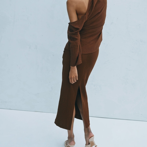 NWTs zara draped front midi skirt - Picture 7 of 16